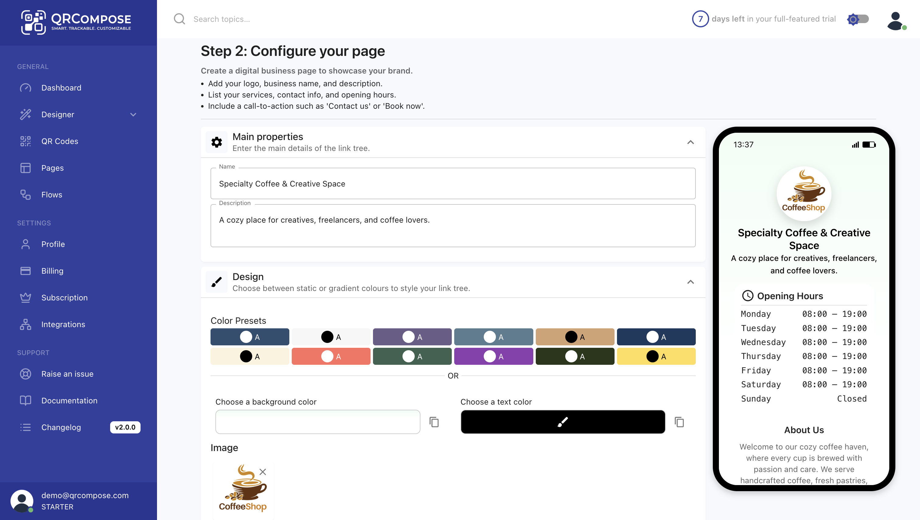 Configure Page Link tree Screenshot