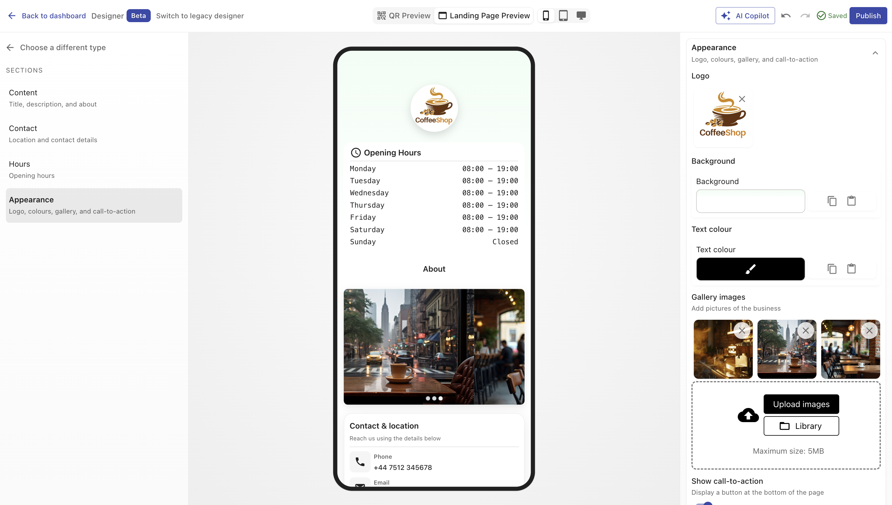 Configure Business Page