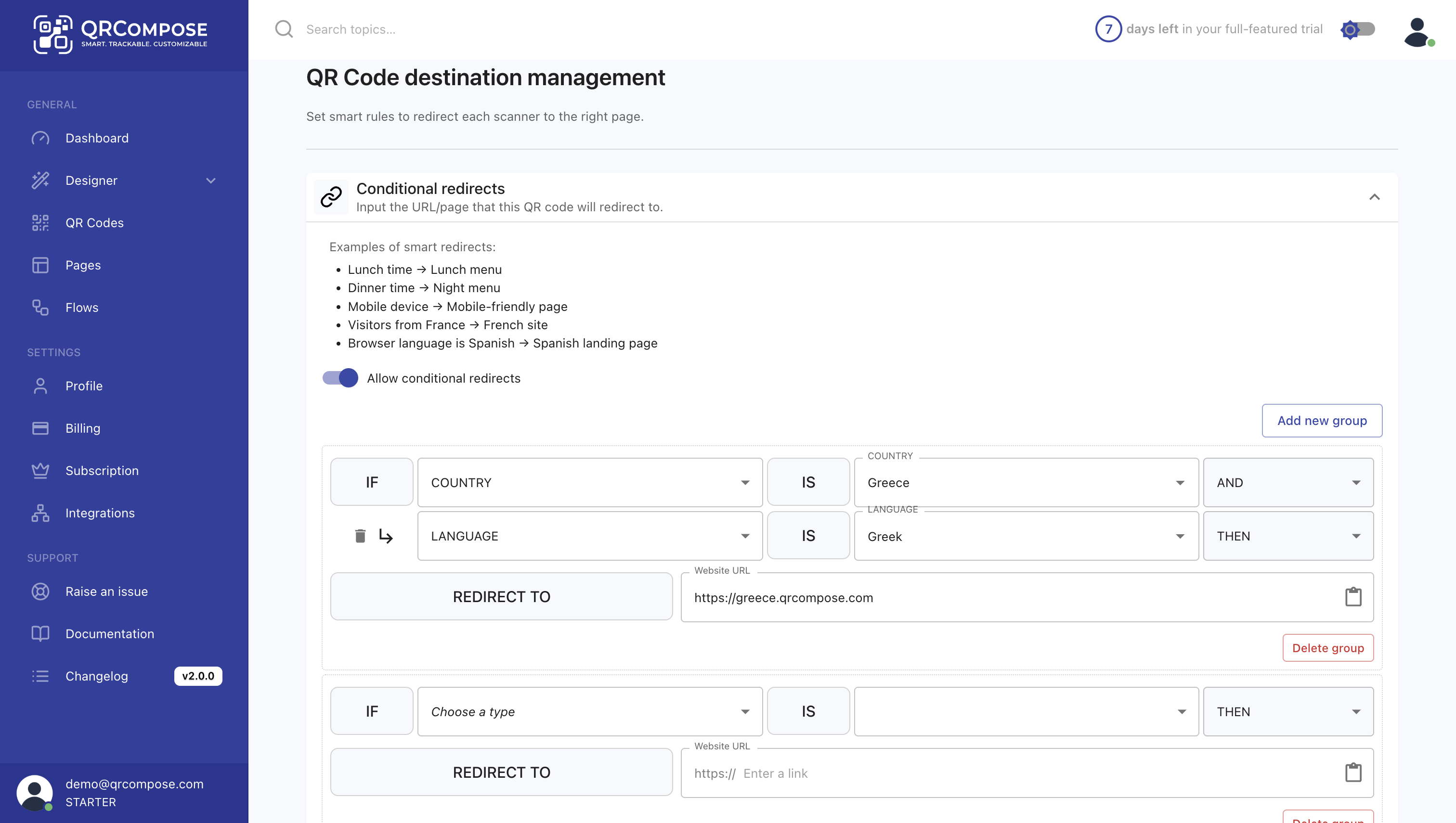 Conditional redirects