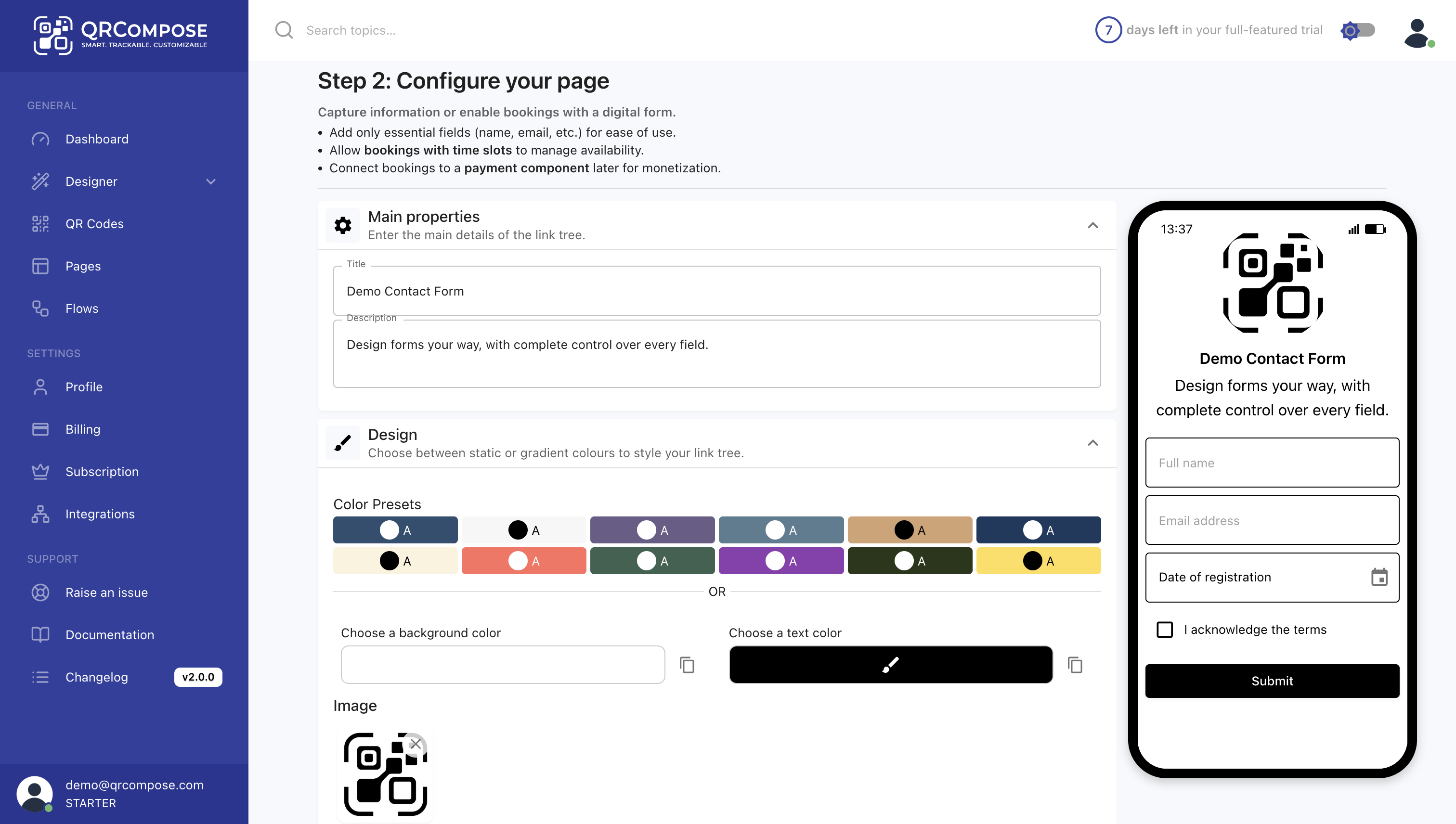 Configure Page Form Screenshot