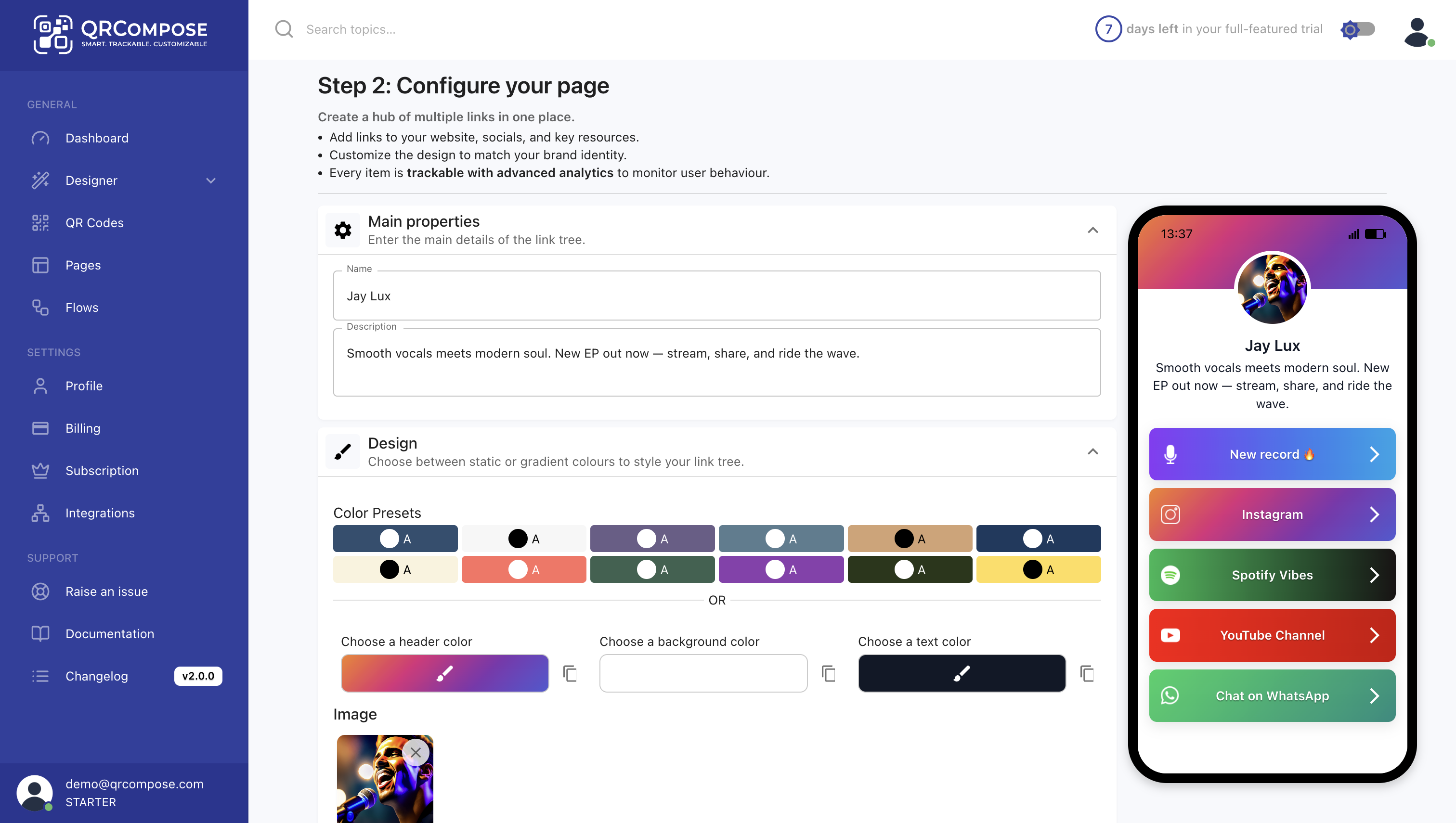 Configure Page Link tree Screenshot