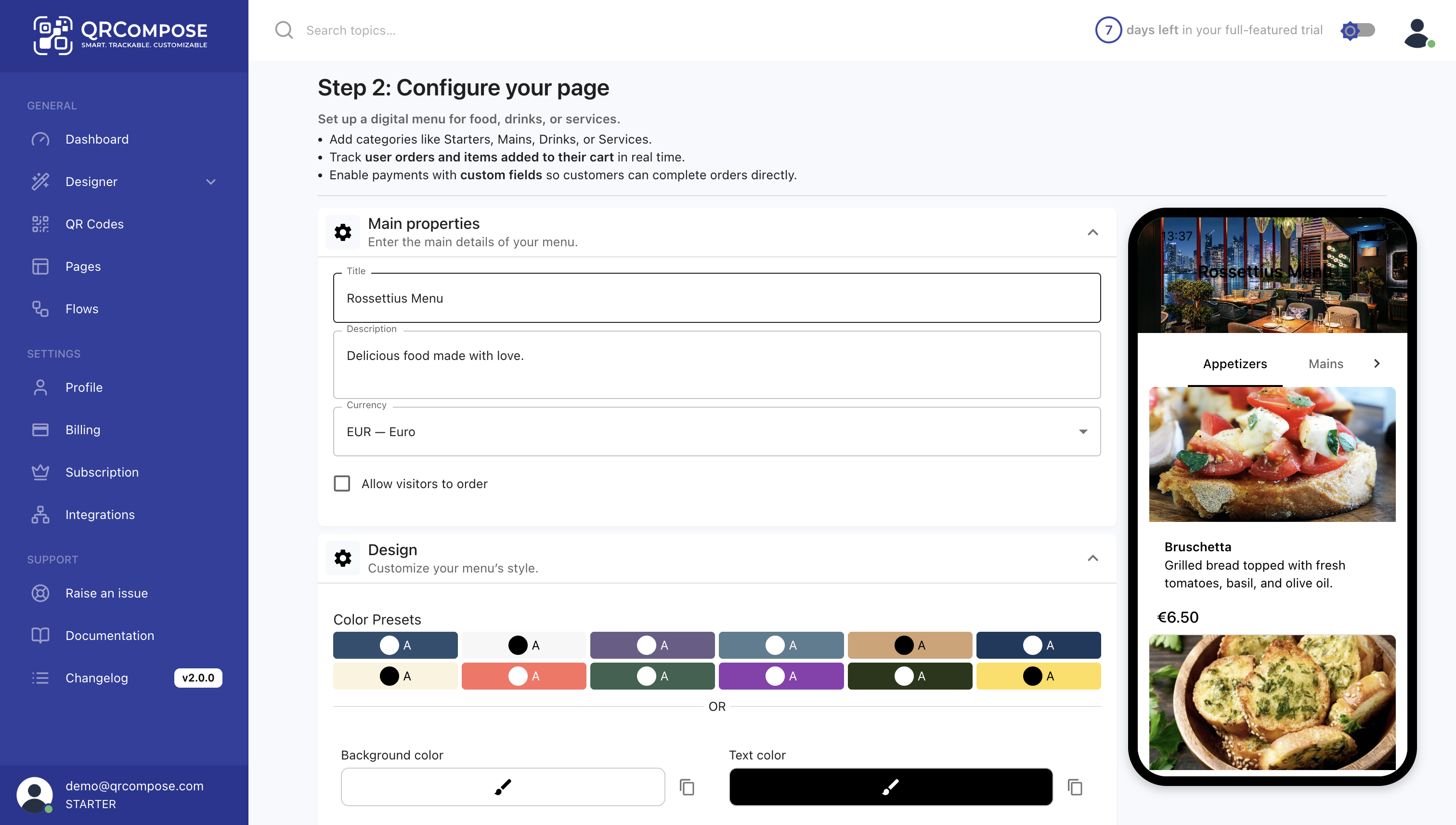 Configure Menu Screenshot