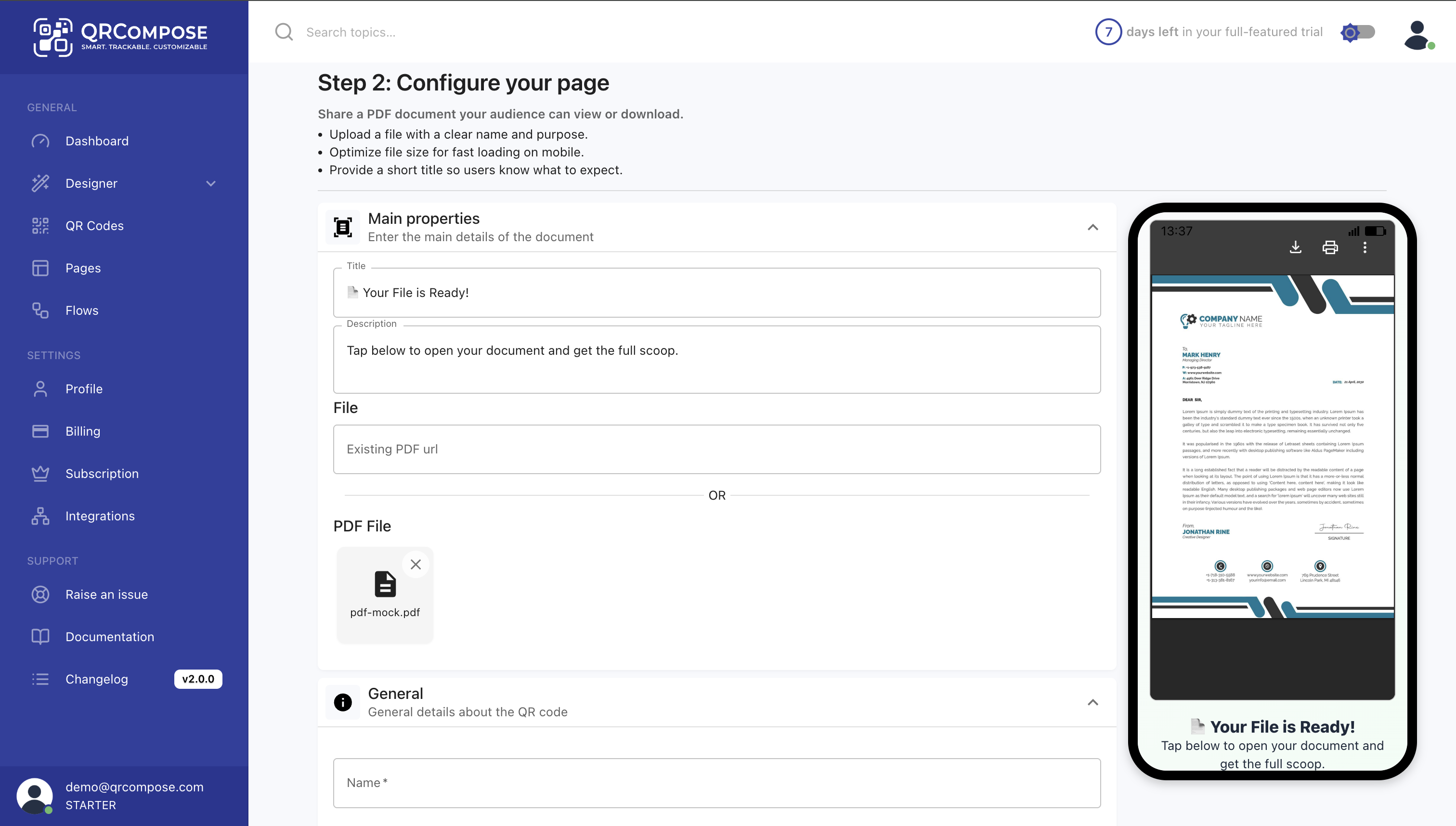 Configure pdf Screenshot