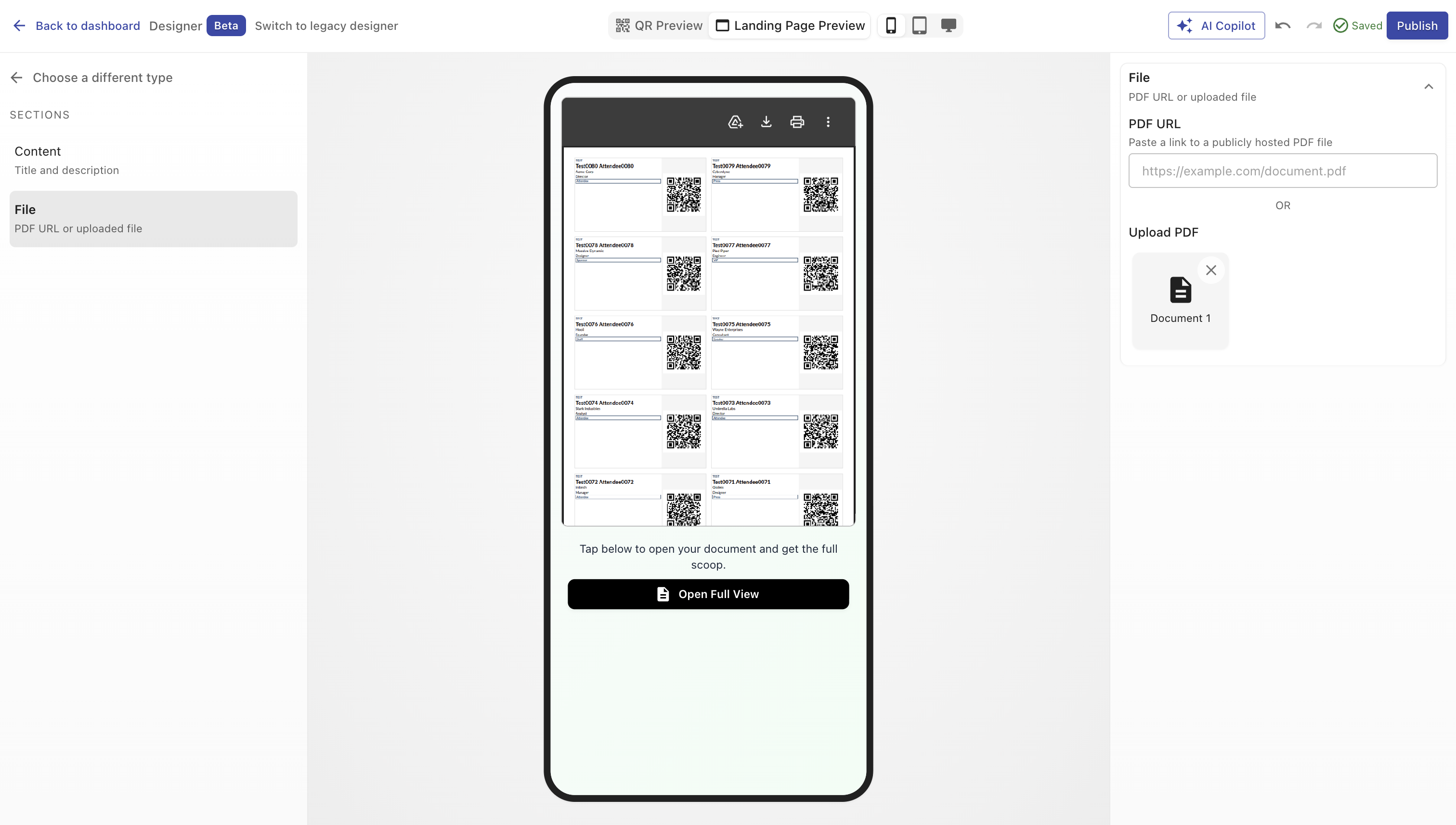 Configure pdf Screenshot