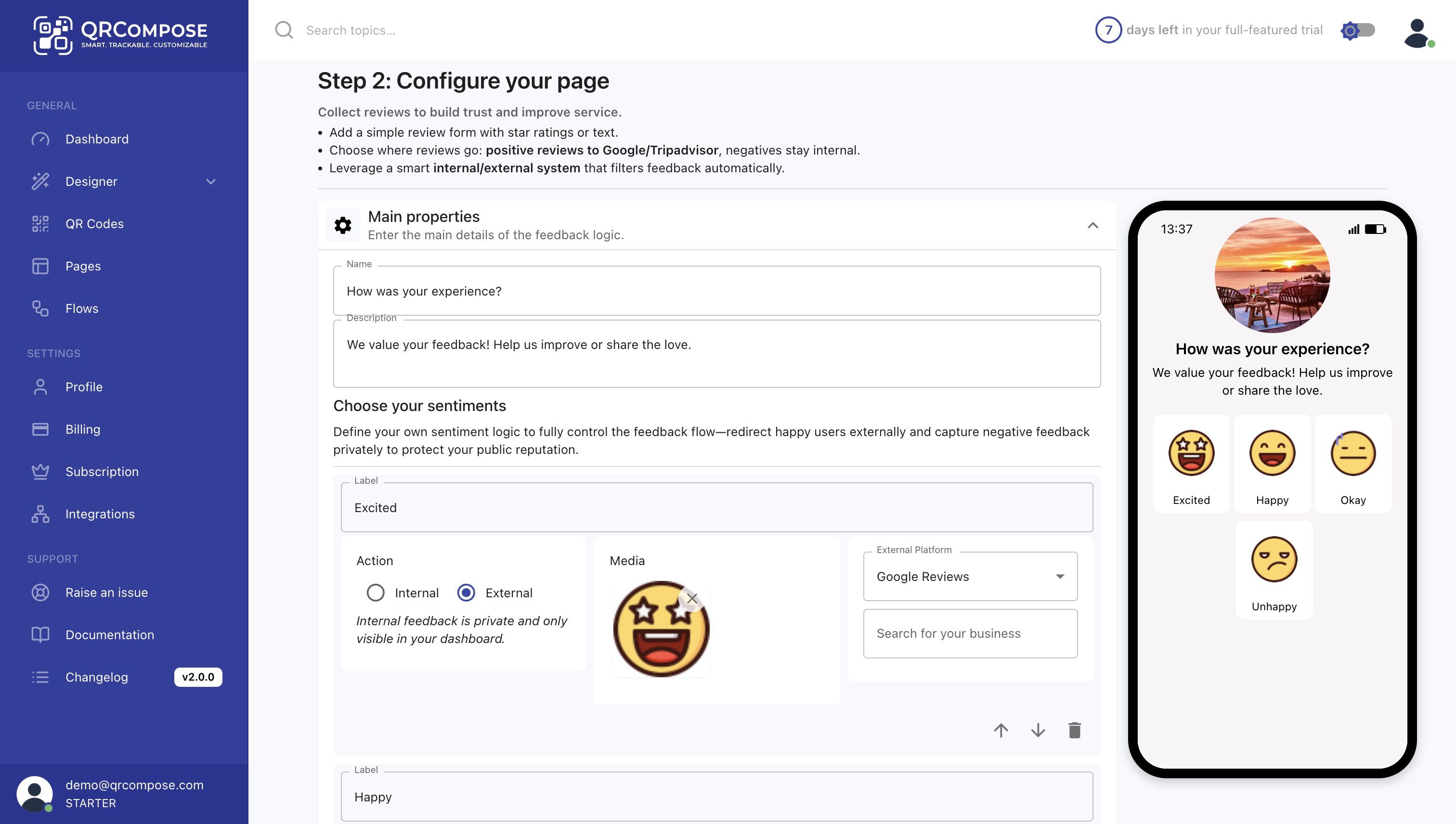 Configure Page Link tree Screenshot