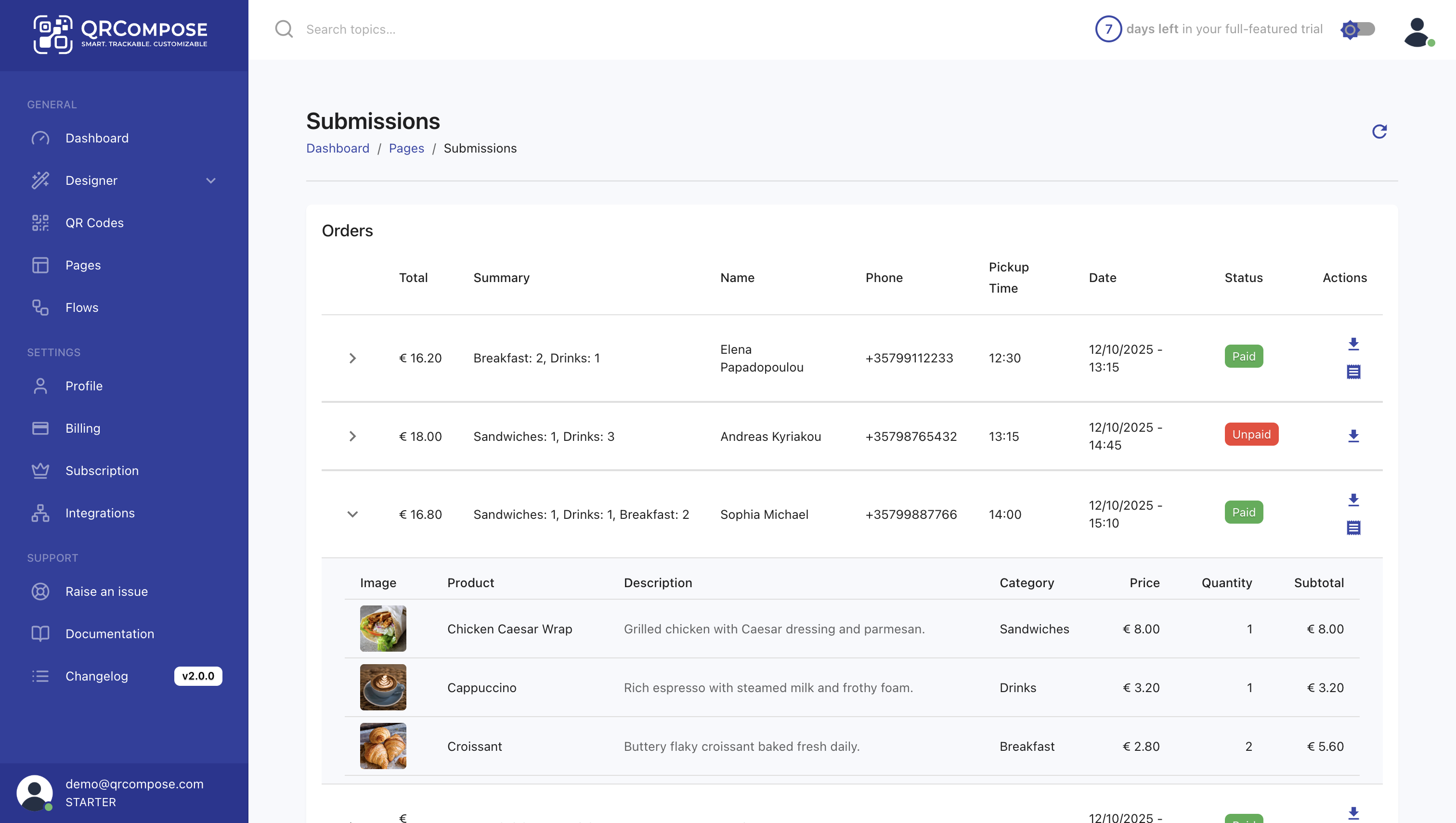 Configure submissions Screenshot